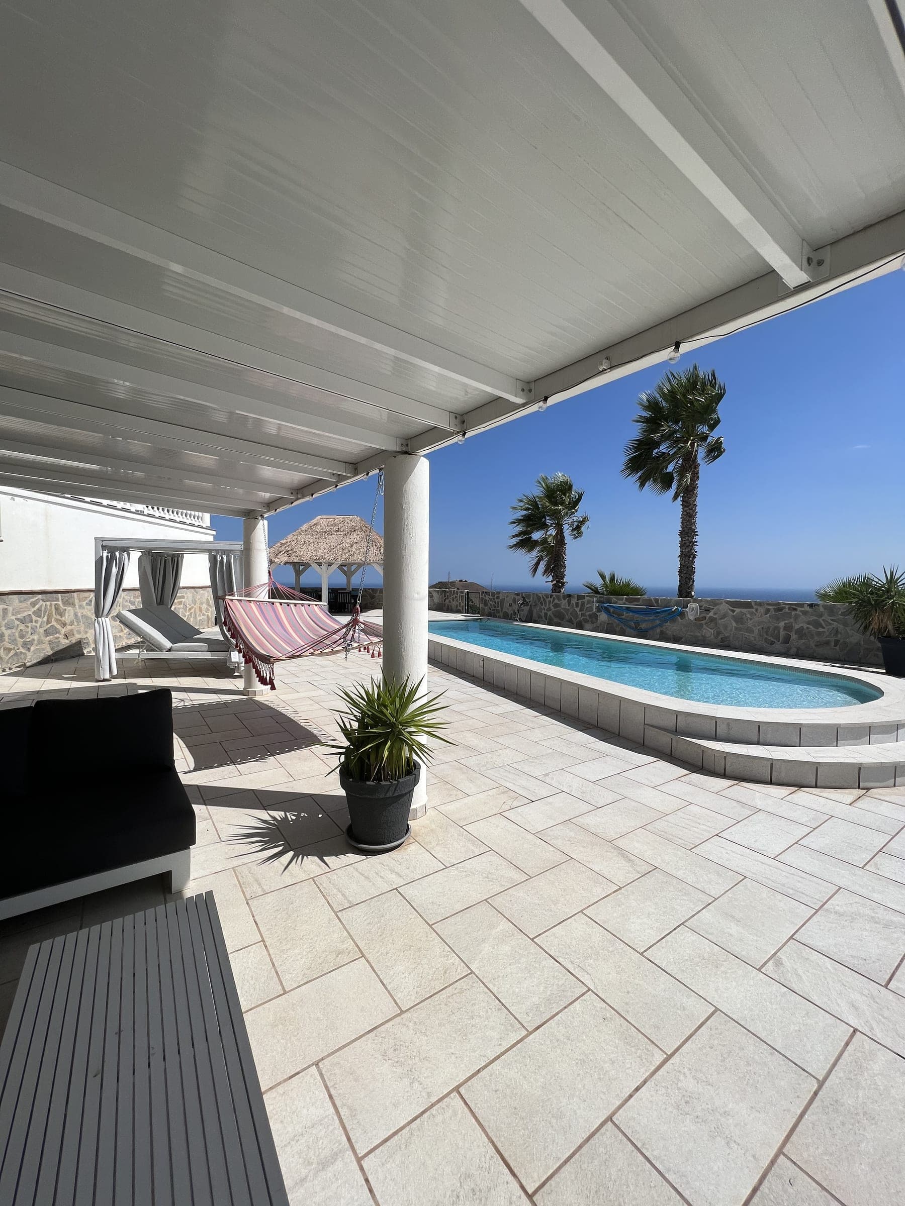 Pool terrace at sunset